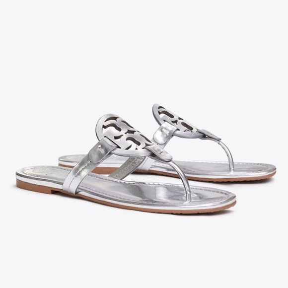silver tory burch sandals